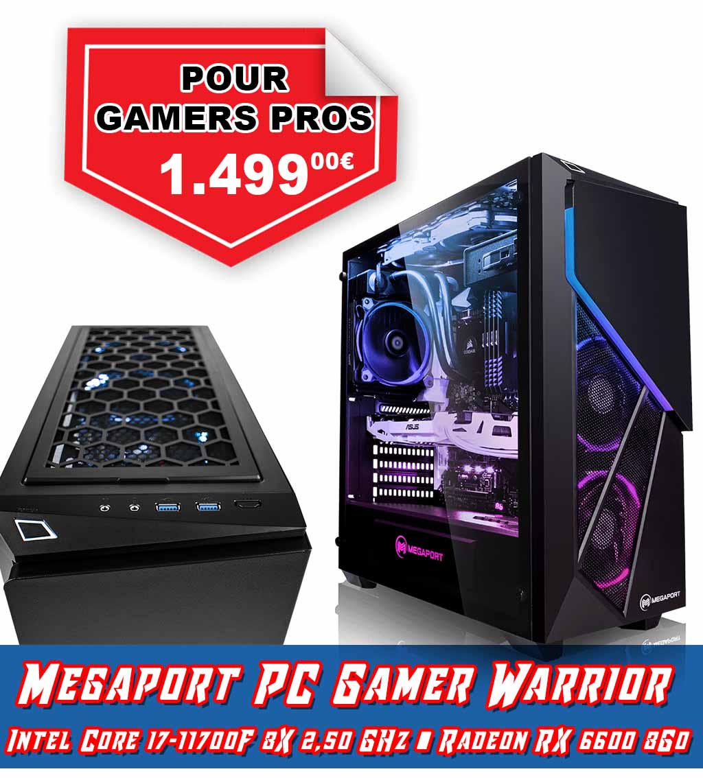 Megaport PC Gamer Warrior Intel Core i7-11700F 8X 2,50 GHz • AMD Radeon RX 6600 8Go 